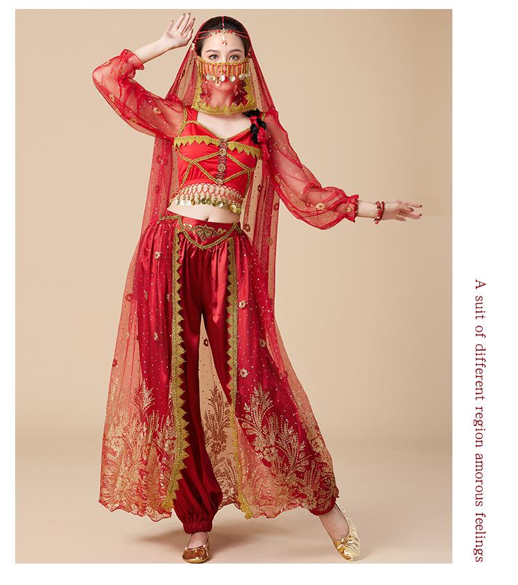 Kostium księżniczki Jasmine do tańca brzucha - Egzotyczny zestaw do występu w stylu indyjskim dla dorosłych
