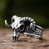 Vintage Gothic Goat Head Skull Ring For Men Stainless Steel Lucifer Animal Jewelry Cool Gift For Boys