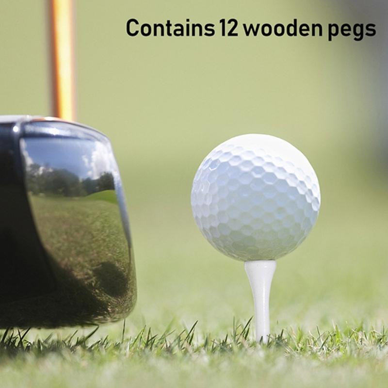 Outdoor Golfs Tees Holder Portable Golfs Tees Carriers Hanging Stand with 12pcs Tees, Green Fork, Pencil, GolfBall Marker