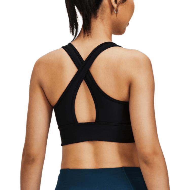 Under Armour Solid Cross-Back Medium Support Sports Bra Women underwear Black 1377916-001