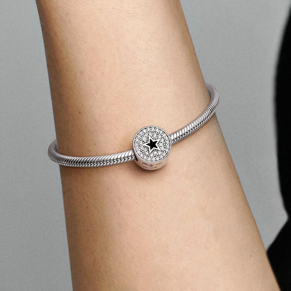 S925 Silver Pave and Star Congratulations Birthday Hot Air Balloon Charms fit Original Bracelet DIY for Women Birthday Gifts