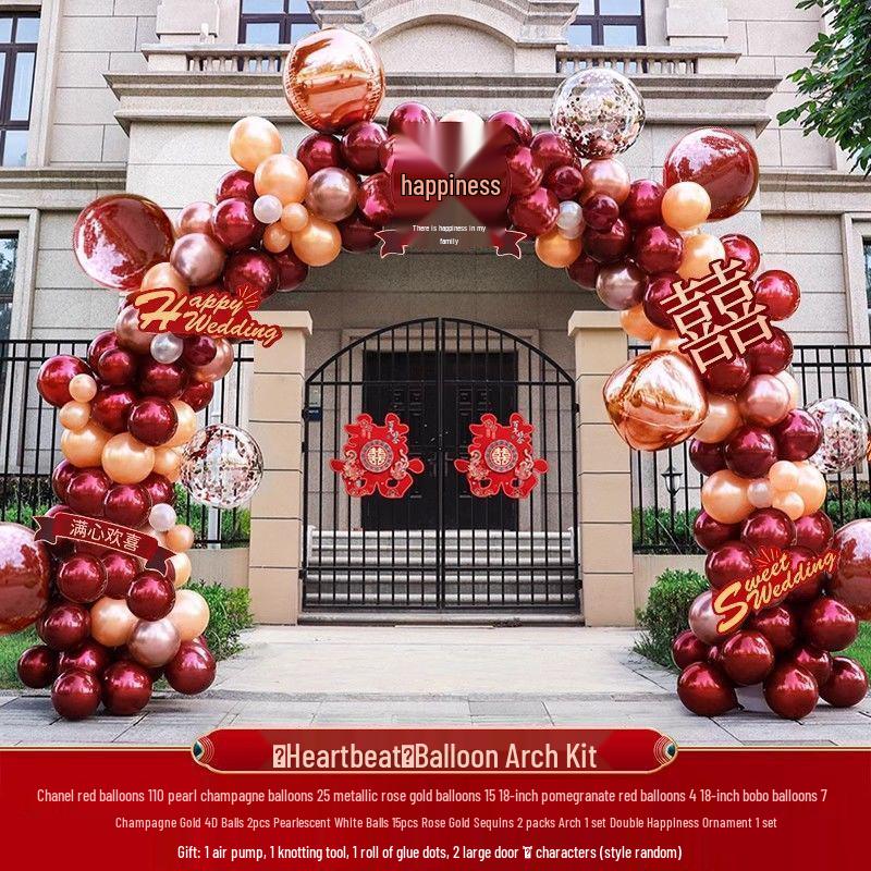 Rose Red Balloon Arch for Weddings, Birthdays, and Events