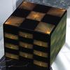 J-kitchens Lacquerware Jubako Box, 3 Tiers, 7 Inches, Black with Checkered Pine Needles, 21.0cm, Resin, Made in Japan