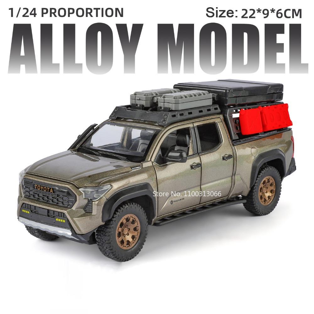 1:24 Scale Tacoma Models Cars Alloy Diecast Toys with Light Sound Miniature SUV Wheel Pull Back Off-road Vehicles Home Decor