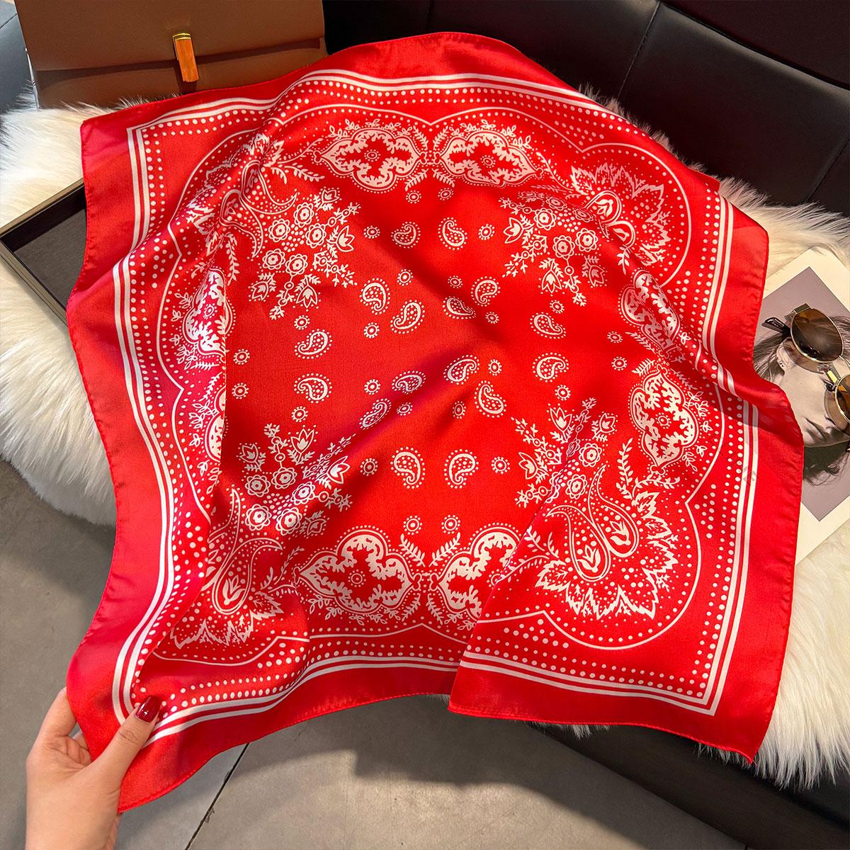 Luxury Paisley Print 70*70Cm Square Scarf Women Soft Satin Hairband Neckerchief Tie Female Headband Foulard Bag Ribbon Gift