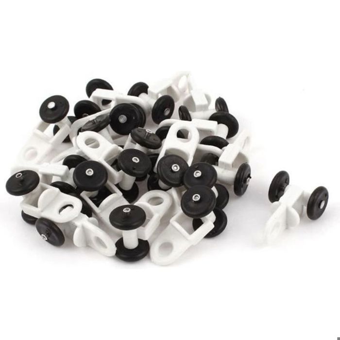SOURCING MAP Rouleaux de rail de rideau en plastique blancs 05 Diamètre Roulettes noires Store 20Pcs