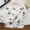 Kids Two Piece Short Sleeve Shorts Homewear Pajama Set For Boys And Girls