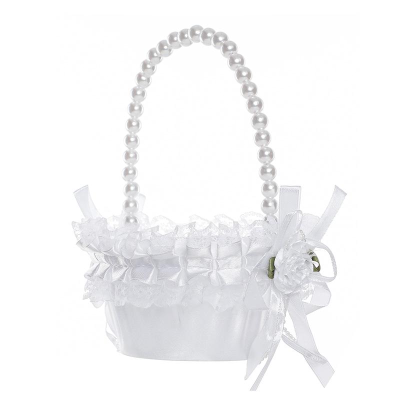Wedding Flower Basket Bridesmaid Lace White Flower Girl Basket Vintage Rustic Wedding Ceremony Bridal Shower Table Decor New