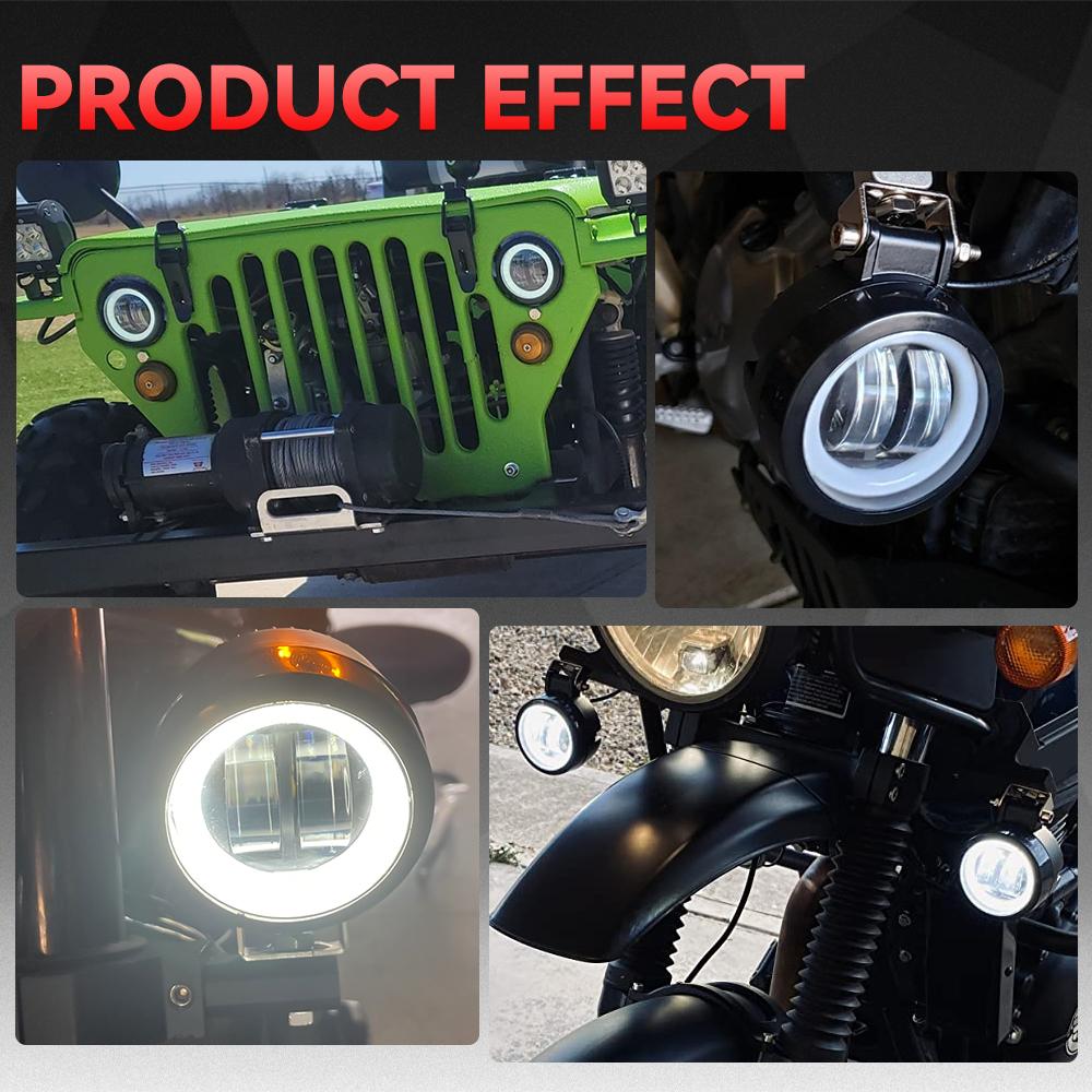 Work Light Round Angel Eyes LED Light Bar Portable Spotlights Motorcycle Car Offroad Driving Fog Lamp Truck Farm Tractor Boat SU