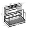 Carbon Steel Kitchen Countertop Organizer With Drainage Tray WIth Chopstick Cage Kitchen Stand Holder Wall Mounted/Countertop
