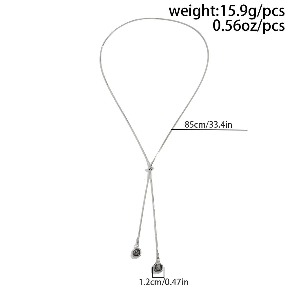 SHIXIN Vintage Crystal Rhinestone Geometric Long Pendant Necklace for Women Simple Snake Bone Chain Sweater Chain Daily Jewelry