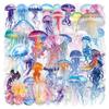 50 Jellyfish Transparent Stickers: Aquatic Cartoon PET for Notebooks & Journals