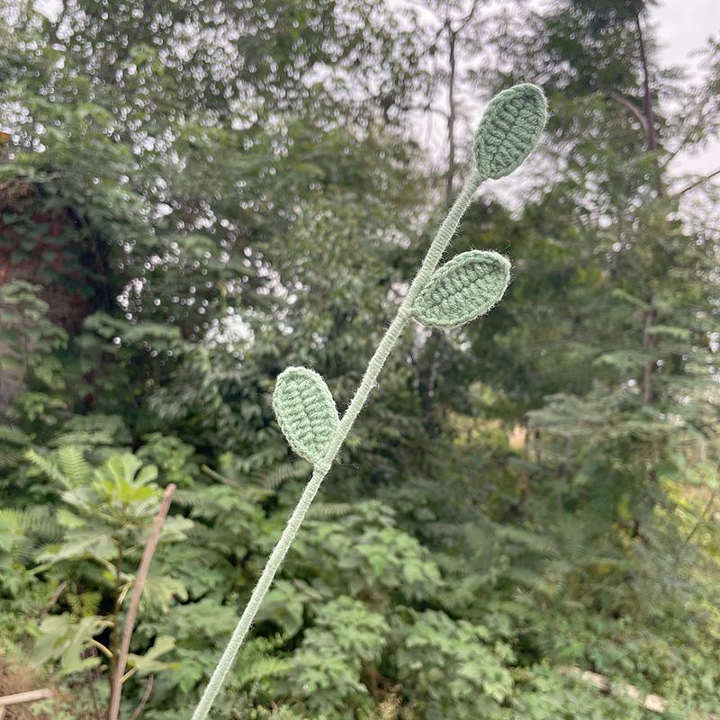 

1шт готовые цветы ручной работы крючком хлопок искусственные листья зеленый крючком эвкалипт F