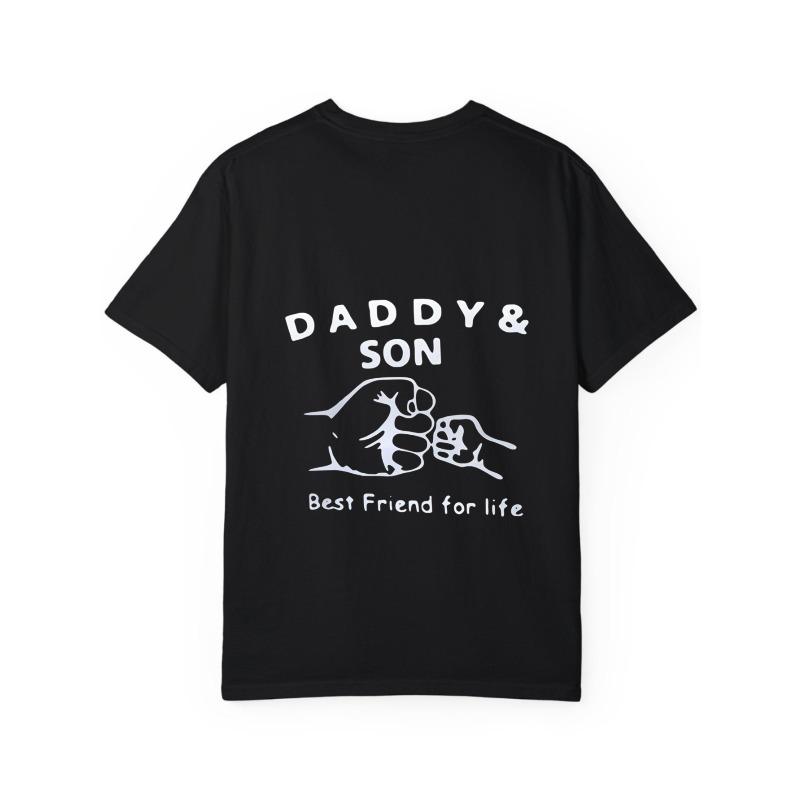 White T Shirt Daddy and Son Best Friend for Life Graphic Print Casual Wear for Men