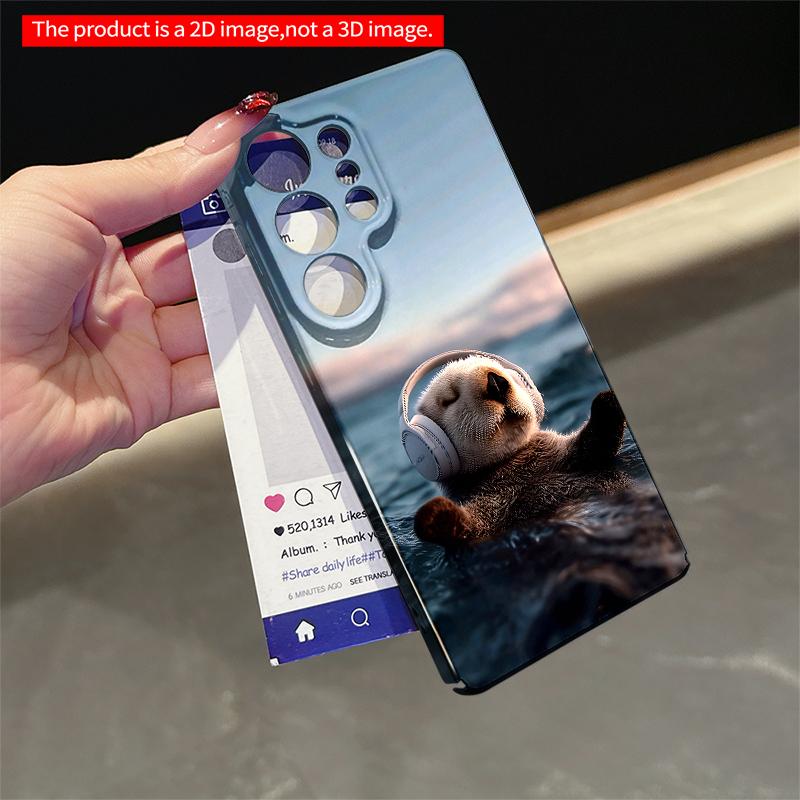 2DFlat Samsung Phone Case Otter Relaxing In Water with Headphones Applicable To Galaxy S22 S23 S24 S25ULTRA S26 A12 A13 A14 A15 A16