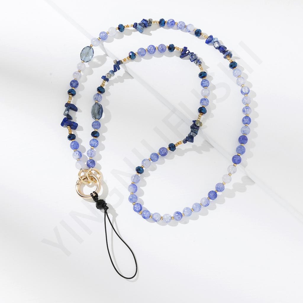 ins acrylic mixed color long neck mobile phone chain color portable oblique span chain mobile phone case hanging chain
