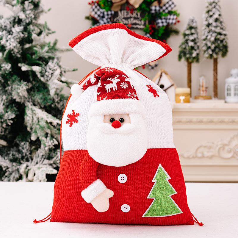 54*31cm Christmas Gift Bag Large Drawstring Storage Bag for Candy Snack Cookie Santa Claus Snowman Gift Packing Xmas Decoration