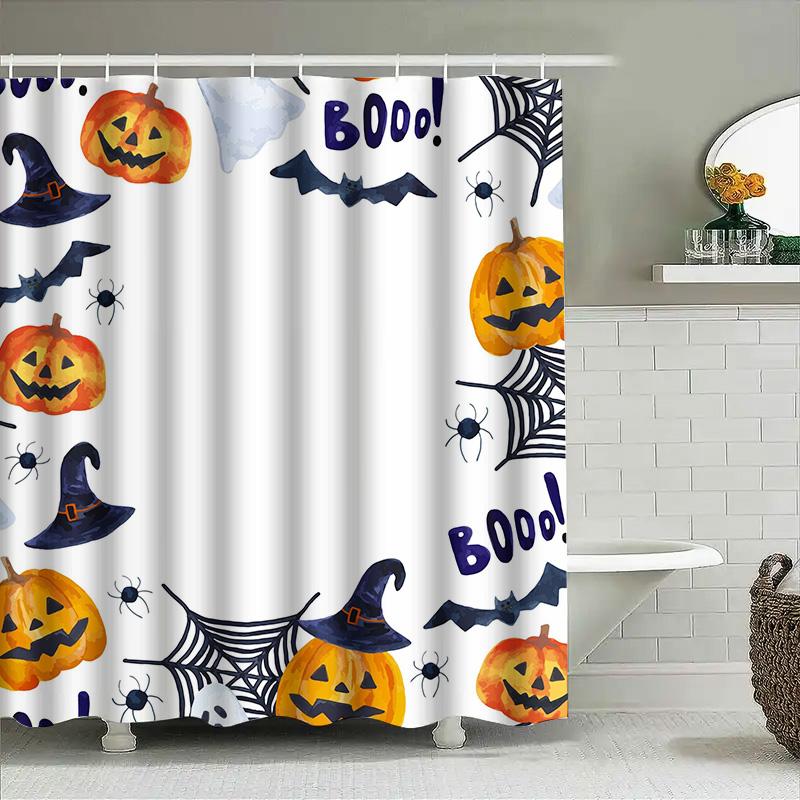 

Tuniu Halloween Cartoon Pumpkin Shower Curtain For Kids Girls Room Decor Waterproof Bathroom Curtain W60H190(CM)-1 Pcs