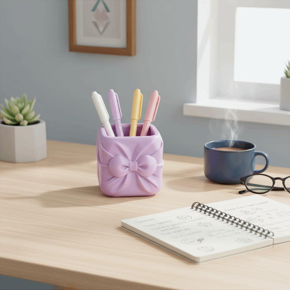 Ornament Bowknot Pen Holder Desktop Organizer Bowknot Pen Container Office Desktop