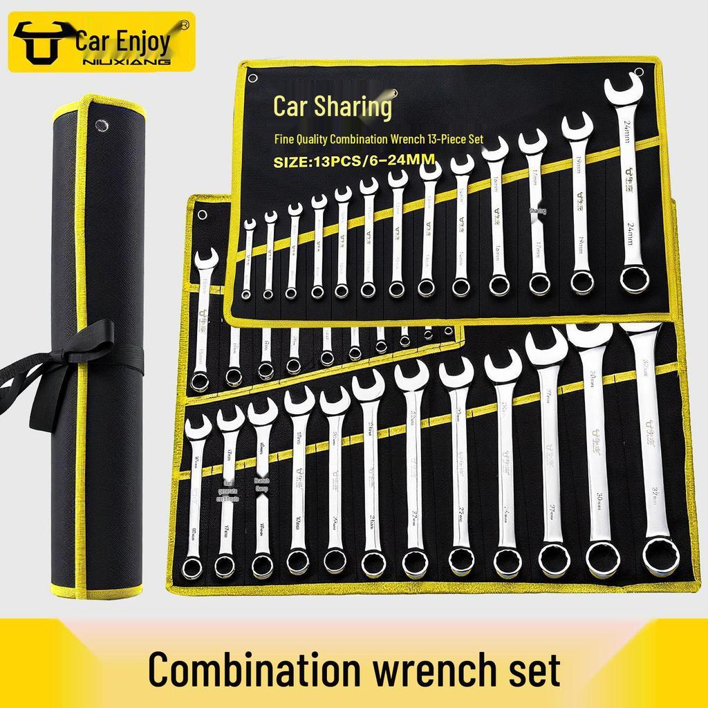 10-Piece Double-Head Wrench Set - Chrome Vanadium Steel for Automotive Repair