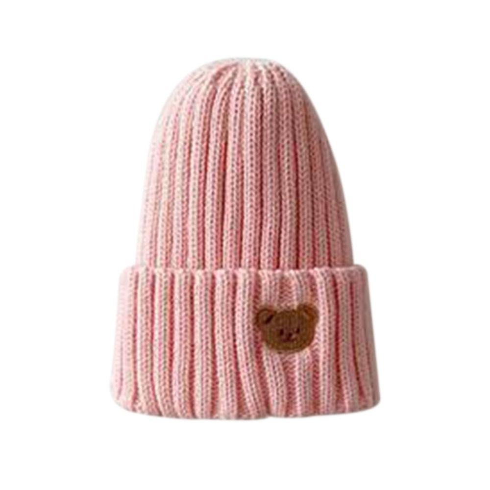 

Props Boys Girls Ear Cap Soft Autumn Winter Hats Knitted Children Hat Warm Kids Beanie Cap Baby Hat рожевий