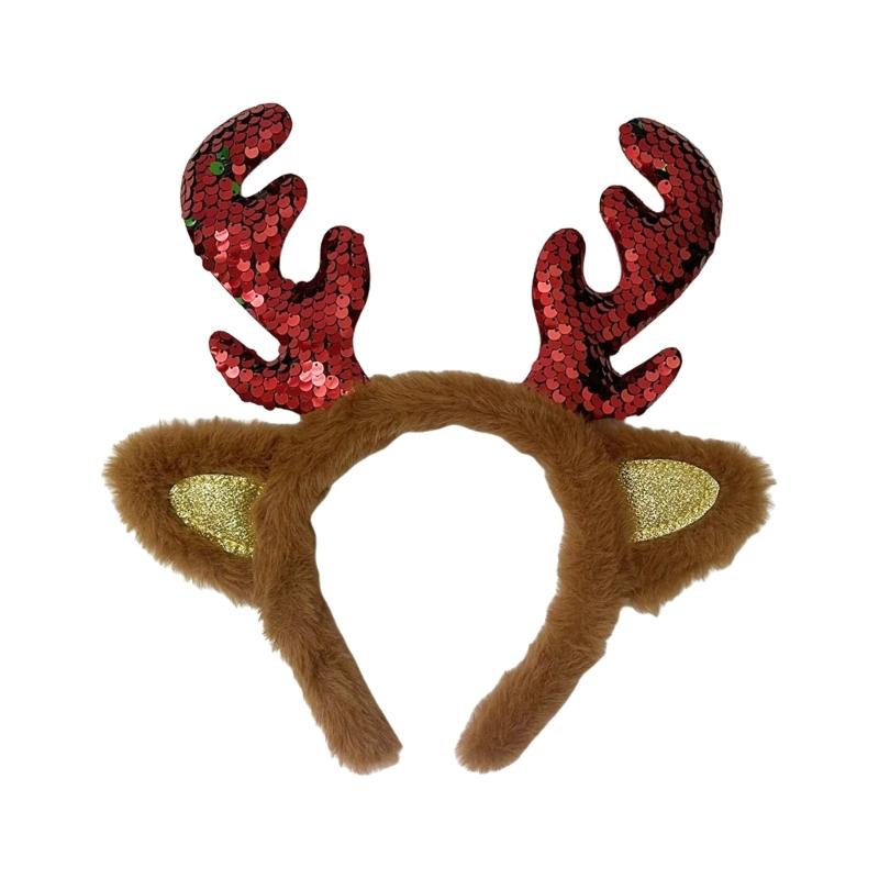 Realistic Deer Antler Hairband Sequins Reindeer Antlers Headband Animal Deer Ears Hairband Christmas Cosplay Costume 1