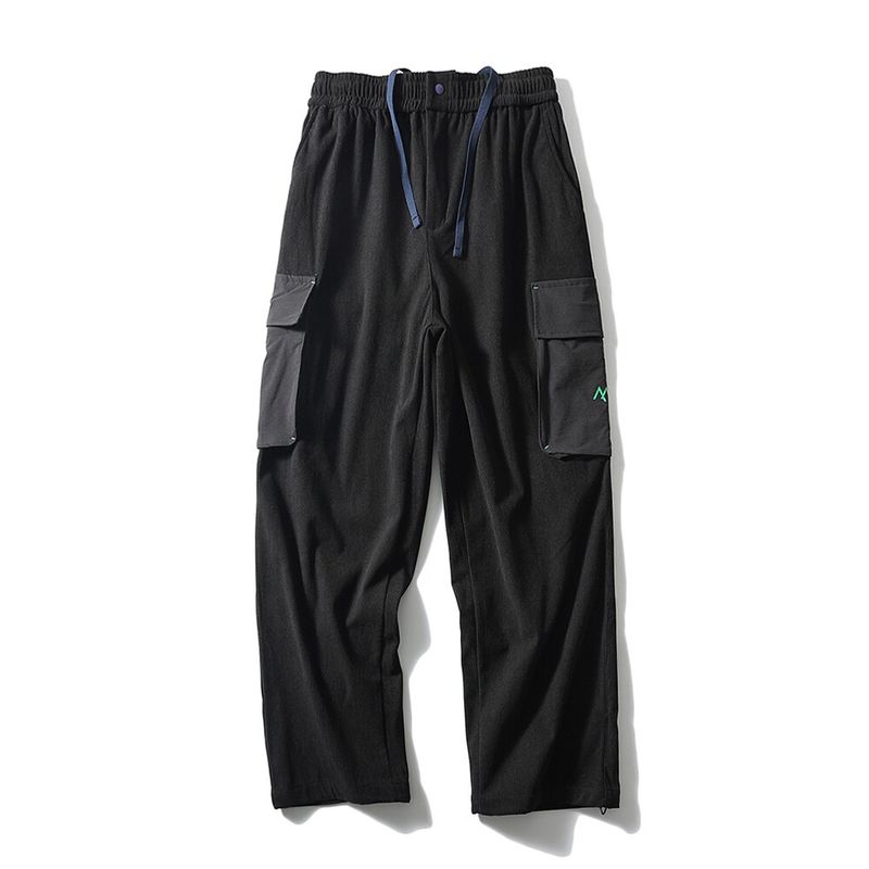 American-Style Corduroy Pants for Men, Winter Fleece-Lined Thickened Outdoor Functional Work Pants, Export Men s Loose Casual Pants Black M