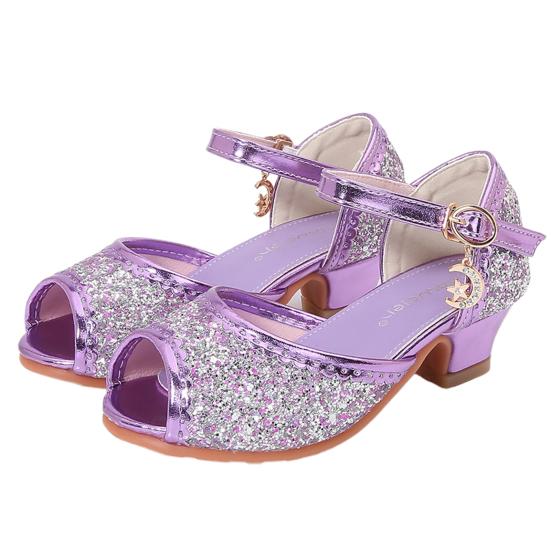 Splozh Girls Dress Shoes Princess High Heels Closed Toe Party Wedding Flower Girls Shoes Toddler Little Big Kid,Silver 11