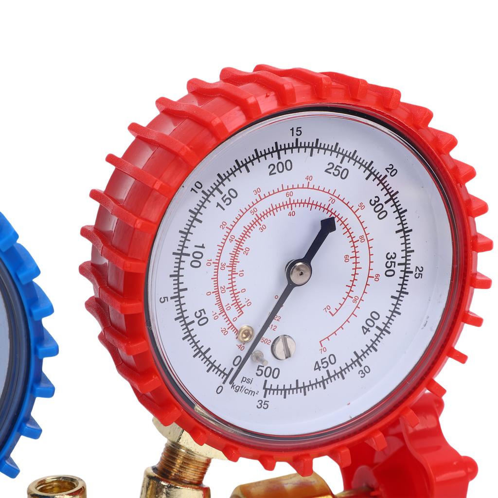 3 Way AC Manifold Gauge Set for R134A, R410A, R404A Refrigerants, with Quick Couplers, 410 Adapter, Puncturing Can Tap, Valve Core Tool