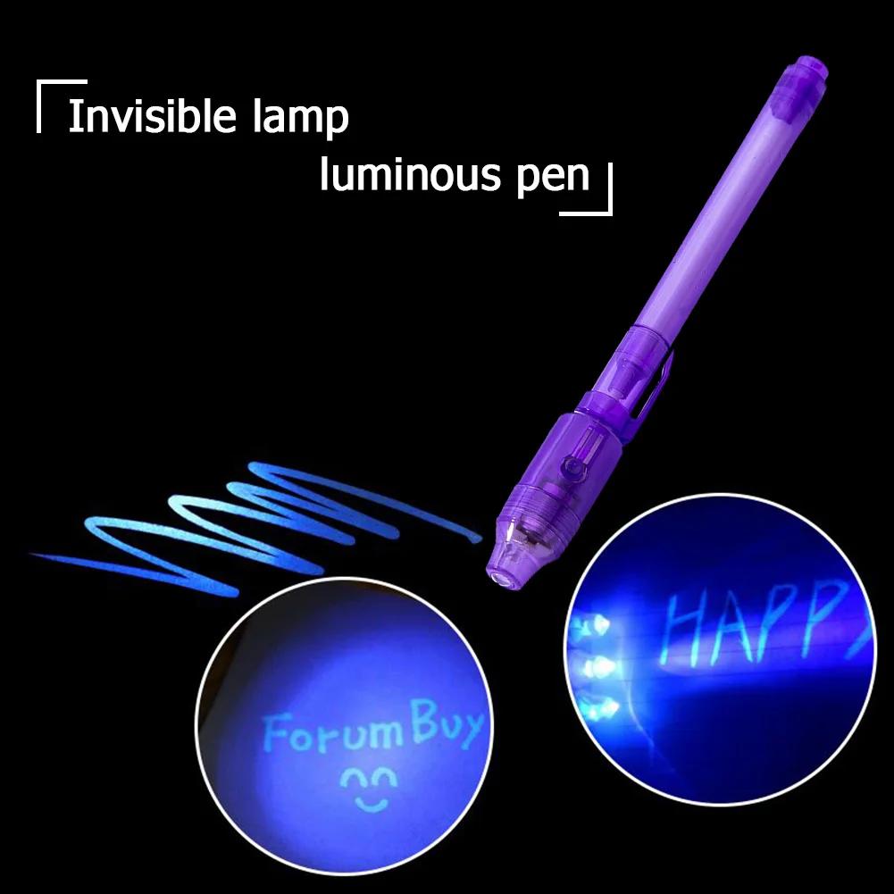 Caneta UV Light Lápis Mágico Invisível Caneta Fluorescente Secreta para Crianças Desenho Infantil Pintura Marcador Caneta Material de Papelaria
