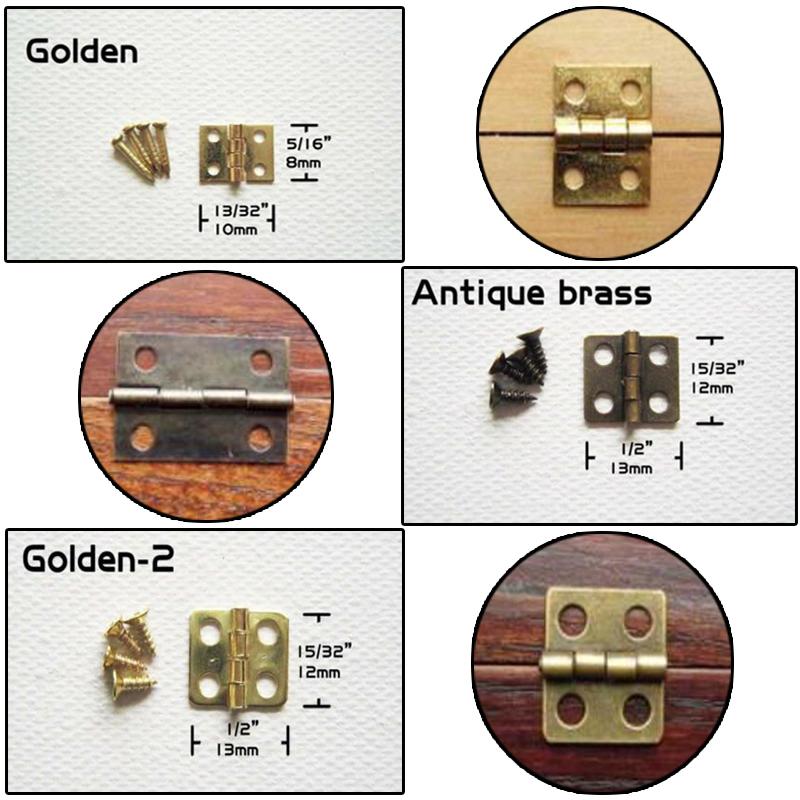 

10/20/50 Sets Mini Antique Brass Golden Jewelry Chest Gift Wine Wood Music Box Case Hinge Dollhouse Door With Screw 8x10 12x13mm 8x10mm 10pcs золотой