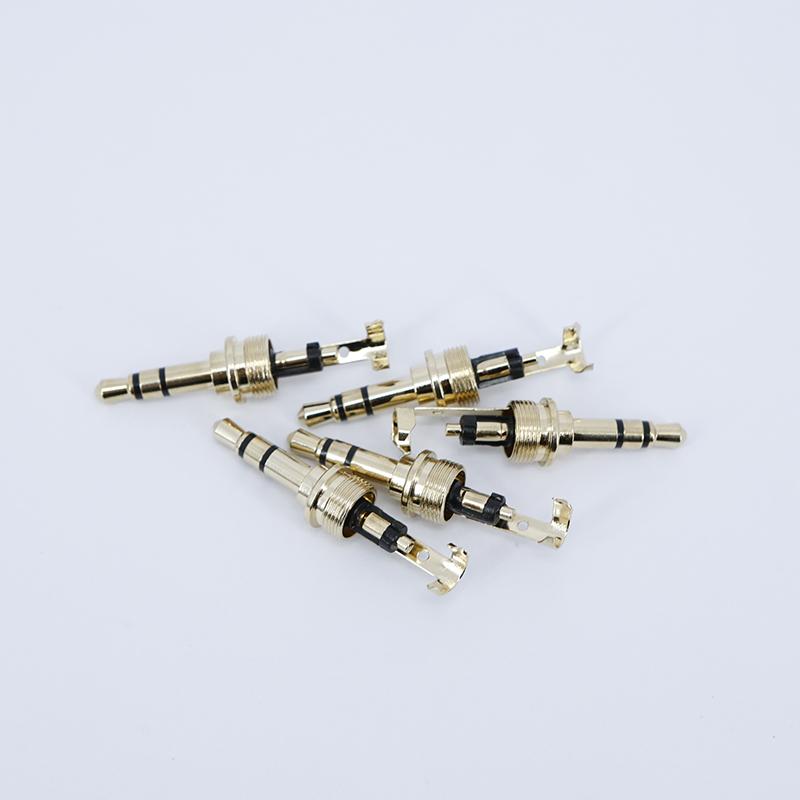 Shell-less Gold-Plated 3.5mm Stereo Headphone Plug 3Pin with M7.5 Thread 8.0mm Disk Audio Connector