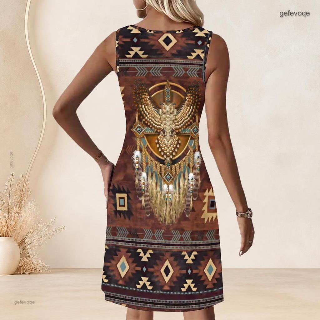 Women Plus Size Sleeveless Round Neck Keyhole Heart Printed A Line Dress Red White Pink