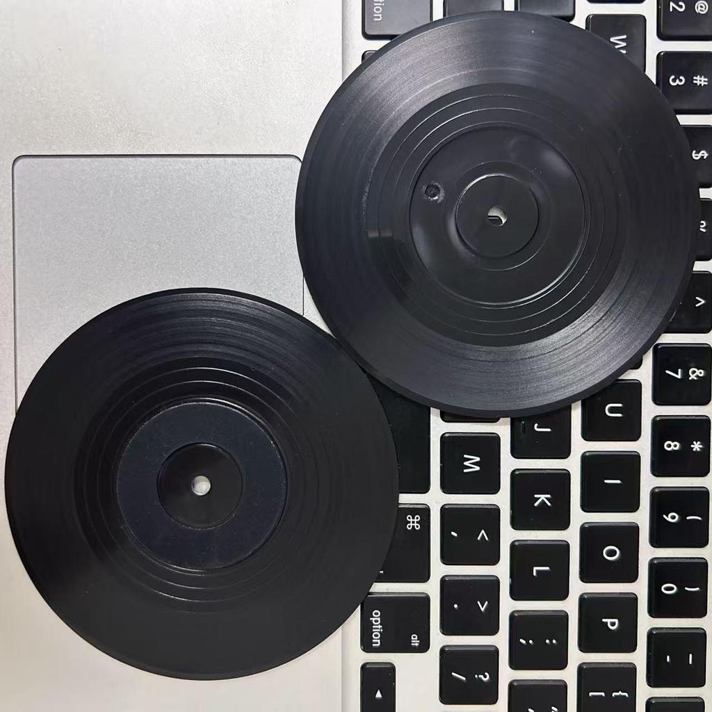 Retro Vinyl Record Non-slip Coaster - Round ABS Plastic Coffee/Tea Cup Mat with Heat Insulation