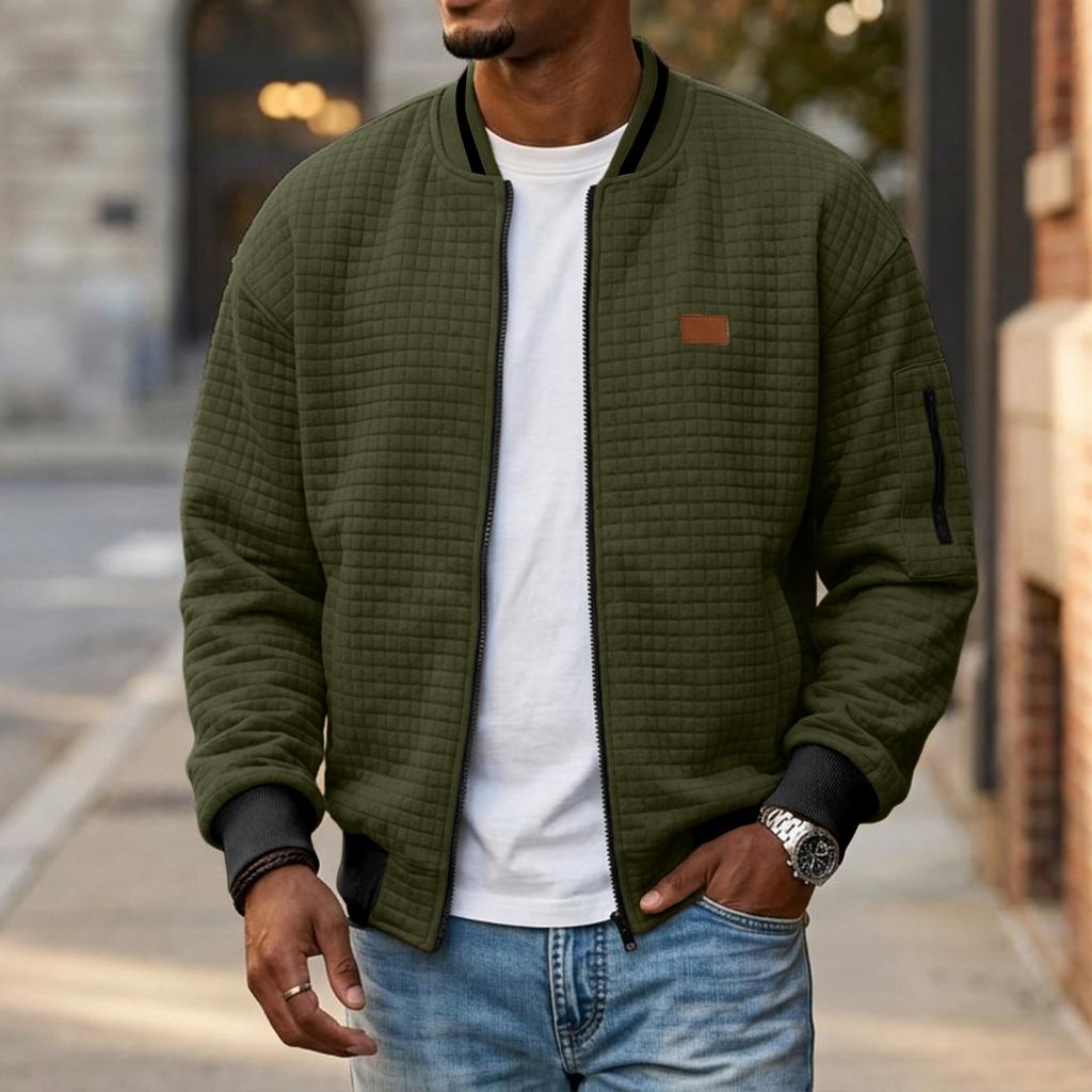 Herren Freizeit Colorblock Jacke mit Stehkragen, Langarm und Taschen
