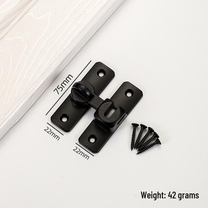 Zinc Alloy No-Punch 90° Door Latch - Thickened Push-Pull Sliding Door Lock Buckle