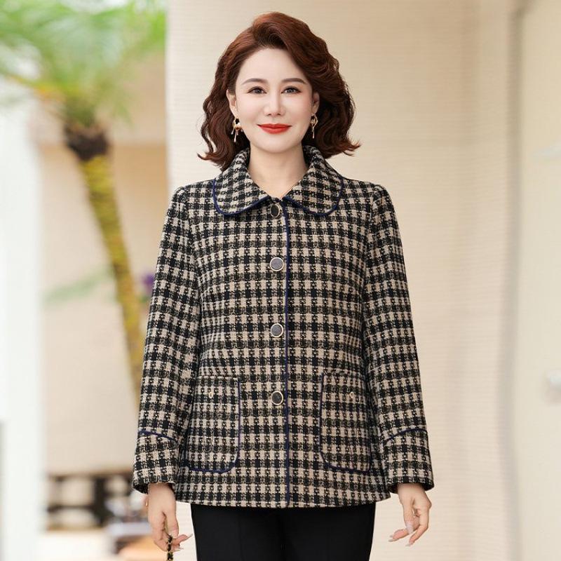 

2026 Stylish Autumn Plaid Jacket for Middle-Aged and Elderly Women XL чорний