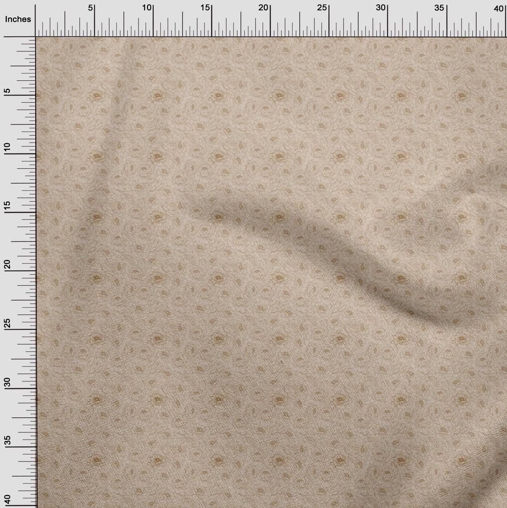 oneOone Cotton Flex Light Brown Fabric Floral Fabric For Sewing Printed Craft Fabric By The Yard 40 Inch