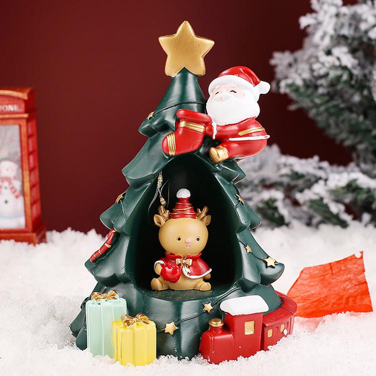 Christmas Star Night Light Cartoon Snowman Resin Figurine For Children Girls