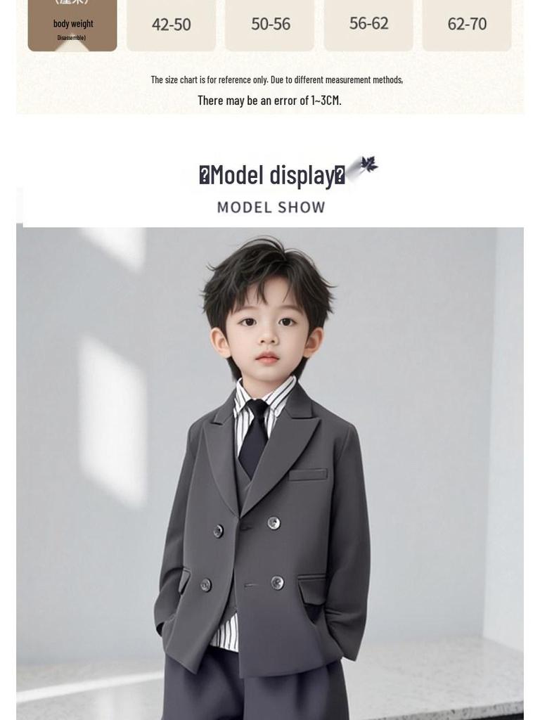 Boys' Spring Casual Suit Set - Formal Page Boy & Piano Performance Wear
