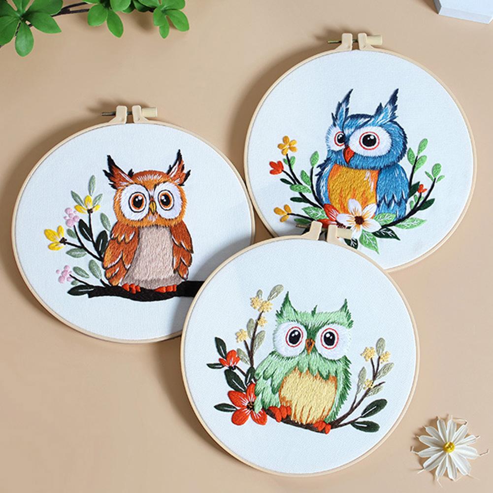 Stickset Eulenmuster Stickerei für Anfänger Stickerei DIY Kit mit kompletten Werkzeugen Materialien Anleitung für Anfänger