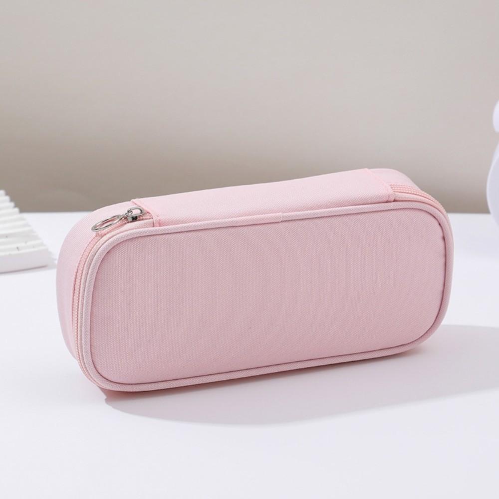 

Large Capacity Pen Bag Solid Color Lightweight Pencil Case Multi-Purpose Stationery Storage Pouch Office School Supplies рожевий