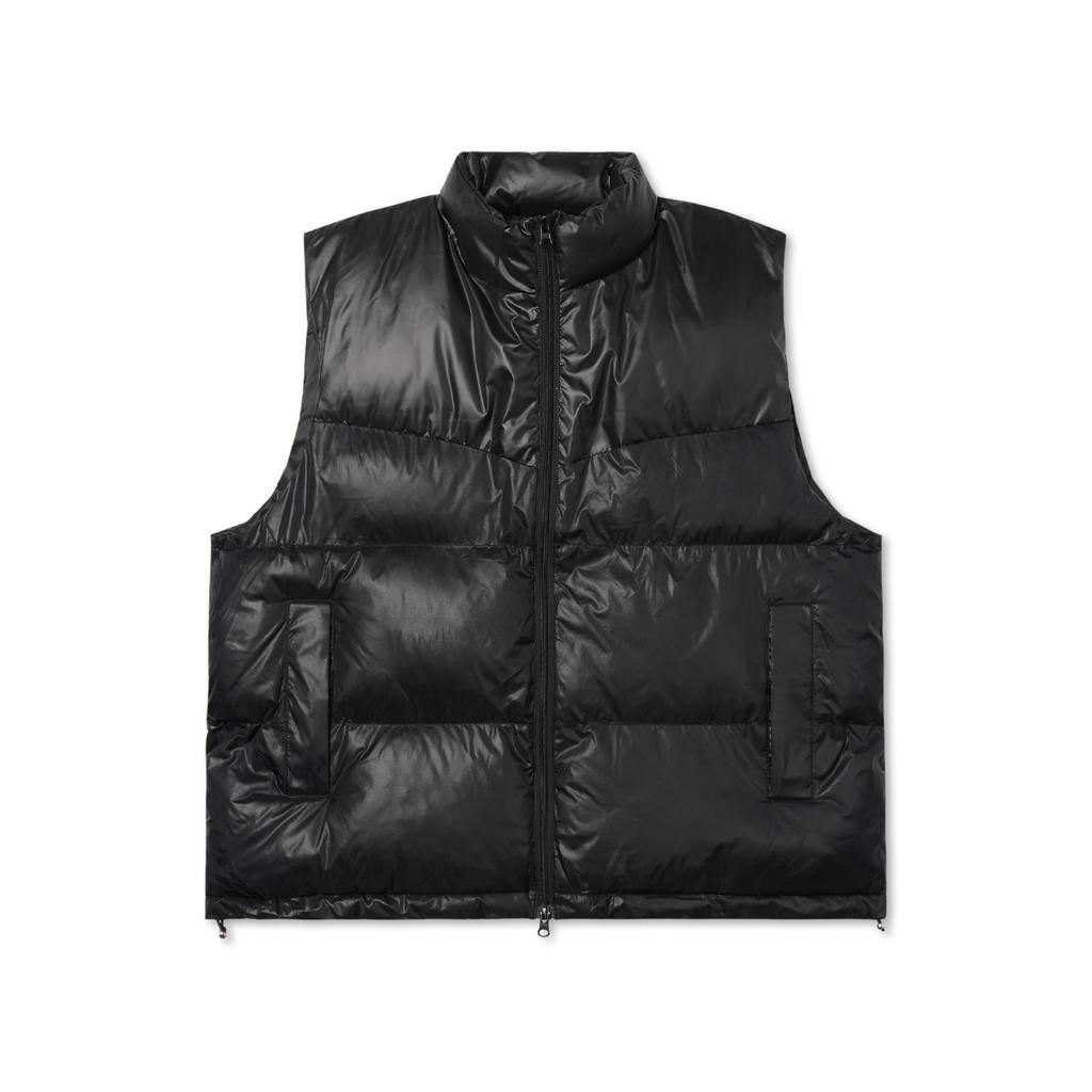 Apostrophe Comma Glossy Two-Tone Curved Padded Vest_Black