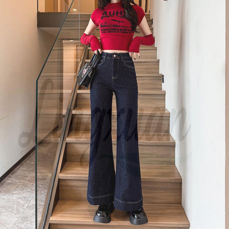 Women s Denim Micro-Flare Jeans - Fade-Resistant, High-Waisted, Slimming Bell Bottoms (2026 Autumn Collection) XL