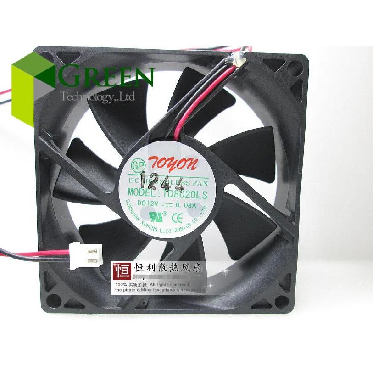 The Original TD8020LS 8020 80MM 80*80*20MM Comptuter Case Quiet Fan 12V 0.08A With 2pin TD8020LS чёрный