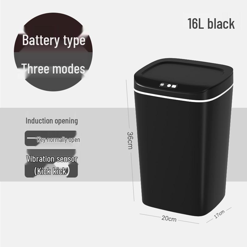 2026 Stylish Induction Trash Can: 16L Large Smart Bin with Odor-Sealed Lock for Home Use