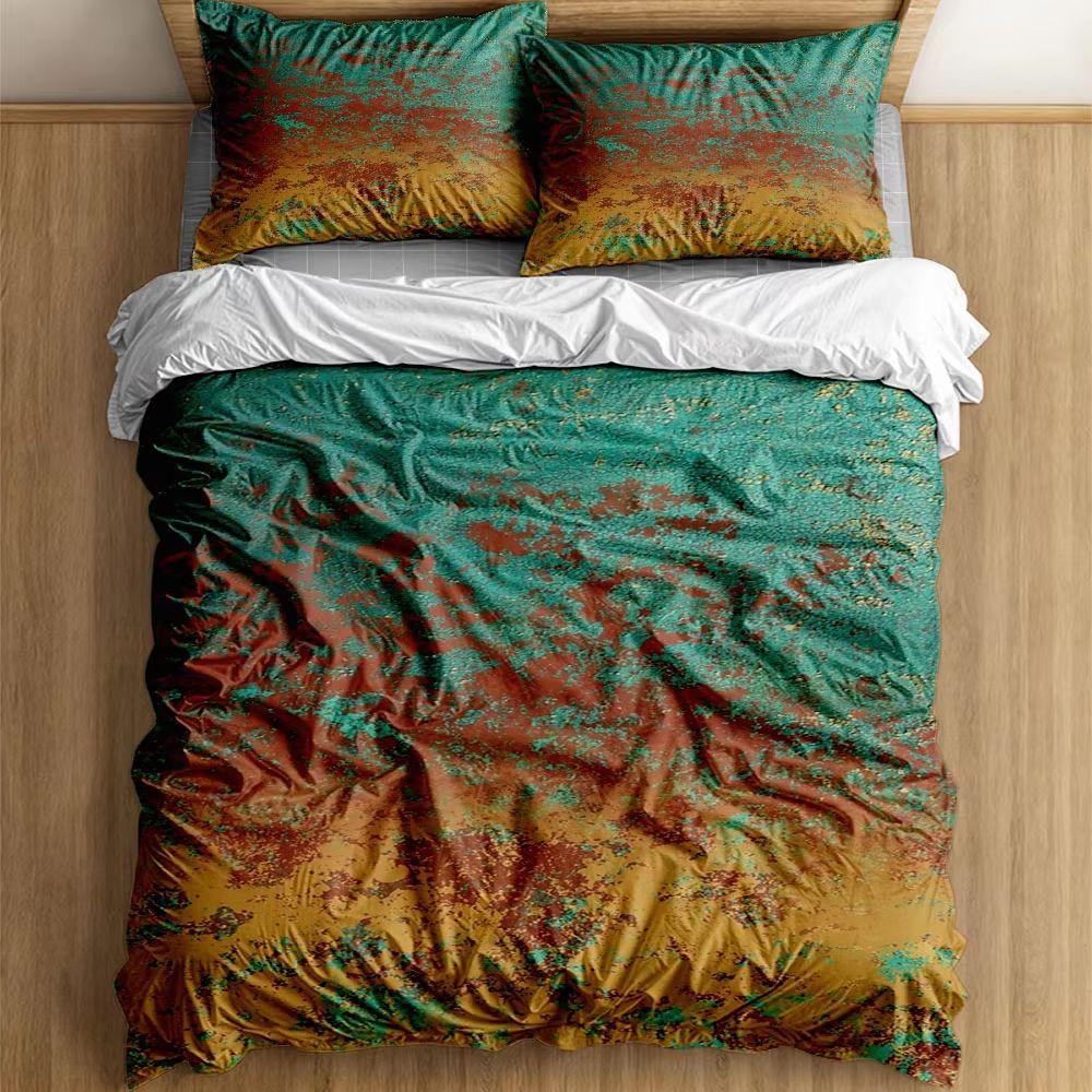 Copper Turquoise Patina Texture Duvet Cover Set King Queen Twin Single Size Duvet Cover Pillow Cases Bed Linen Set