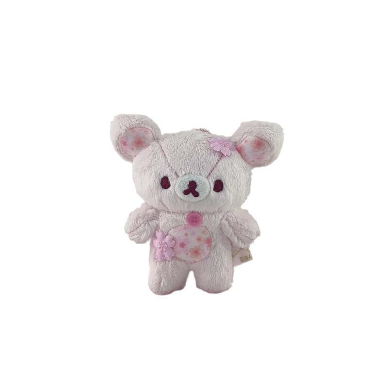 Kawaii Cartone Animato Fiore di Ciliegio Rosa Rilakkuma Peluche Portachiavi 10° Anniversario Ciondolo per Zaino Bambola Morbida Ripiena Regalo per Amico