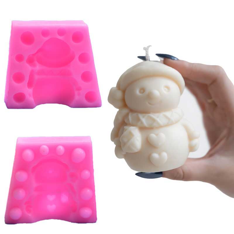 1 pc Cute mini Christmas snowman silicone mold, plaster silicone mold, suitable for Christmas holiday decoration