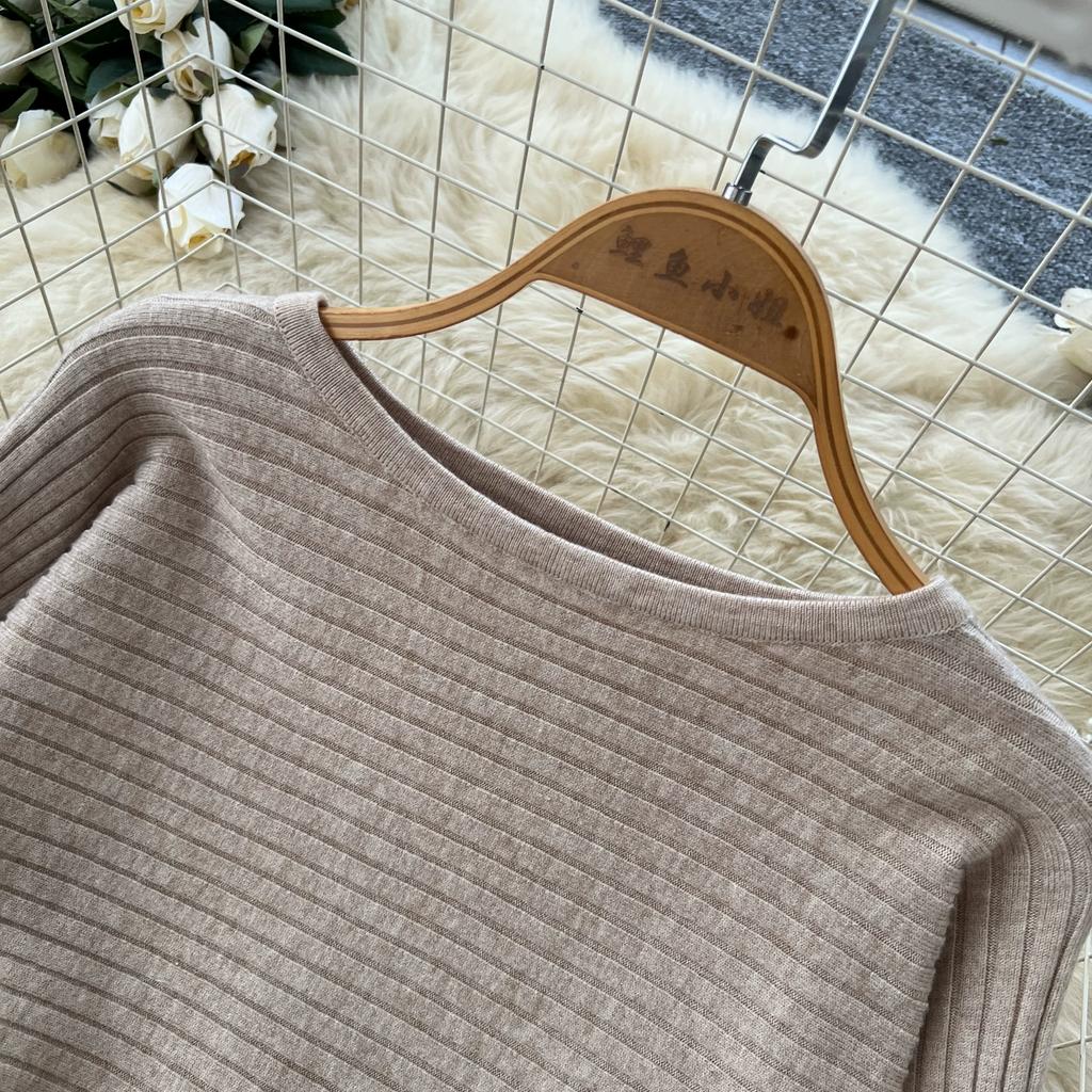 Korean Fashionable Sweater Two Piece Set Woemn's Batwing Sleeve Pullover Jumper Knit Top and High Waist Midi Skirt Sets Casual Knitted 2 Piece Sets